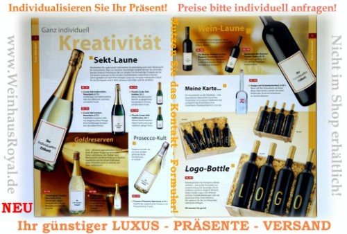 Wir gestalten das Etikett für Ihre Wein, oder Sektflaschen nach Ihren Vorstellungen. Kontaktieren Sie uns, wir nennen Ihnen die Möglichkeiten. Wir gestalten das Etikett für Ihre Wein, oder Sektflaschen nach Ihren Vorstellungen. Kontaktieren Sie uns, wir nennen Ihnen die Möglichkeiten.